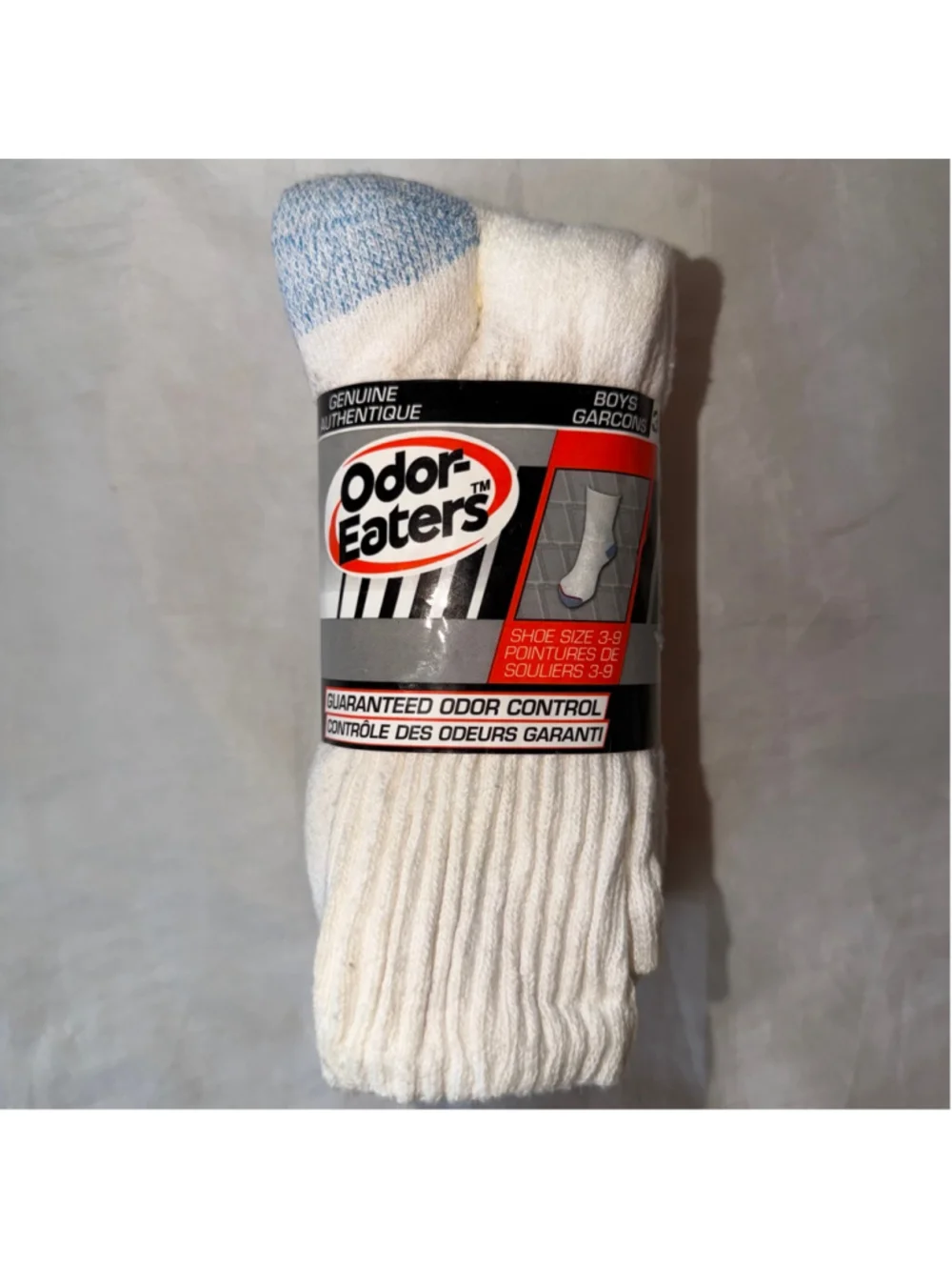 NOS Vintage Boys Shoe Size 3-9 Odor Eaters White Crew Socks Pk/3Pair Made In USA